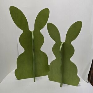 Longaberger Woodcrafts Bunny‎ Silhouettes Set of 2 Green Wood Easter Decor USA